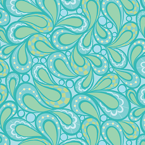 Benartex Free-Motion Fantasy Paisley Aqua