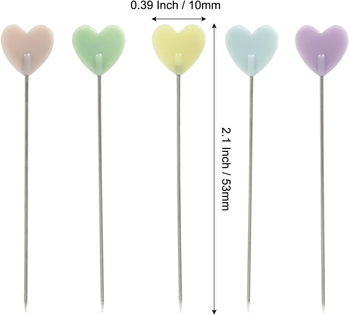 2" Heart Flat Head Quilting Pins - 50 pieces
