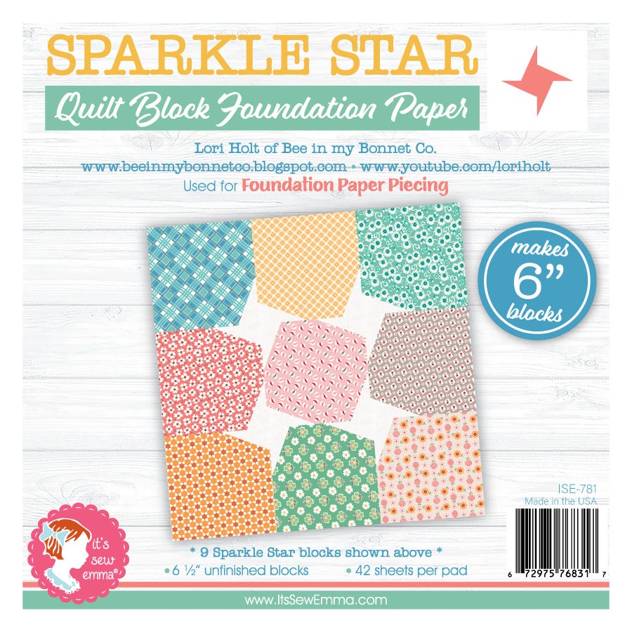 Lori Holt Sparkle Star Quilt Block Foundation Paper