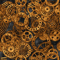 Blank Quilting Alternative Age Black Gears 2318-99 1/2 Yard