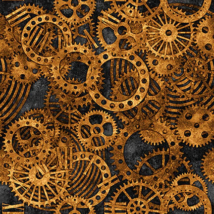 Blank Quilting Alternative Age Black Gears 2318-99 1/2 Yard