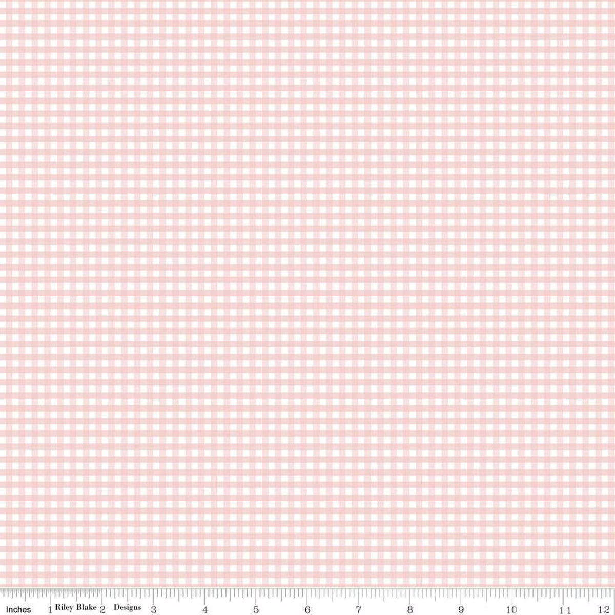 Small Gingham Baby Pink - 1/2 Yard