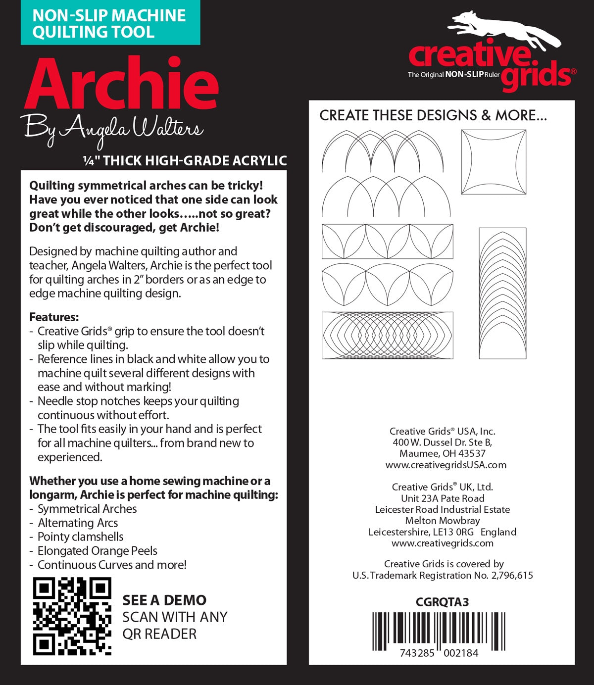 Creative Grids Machine Quilting Tool Archie
