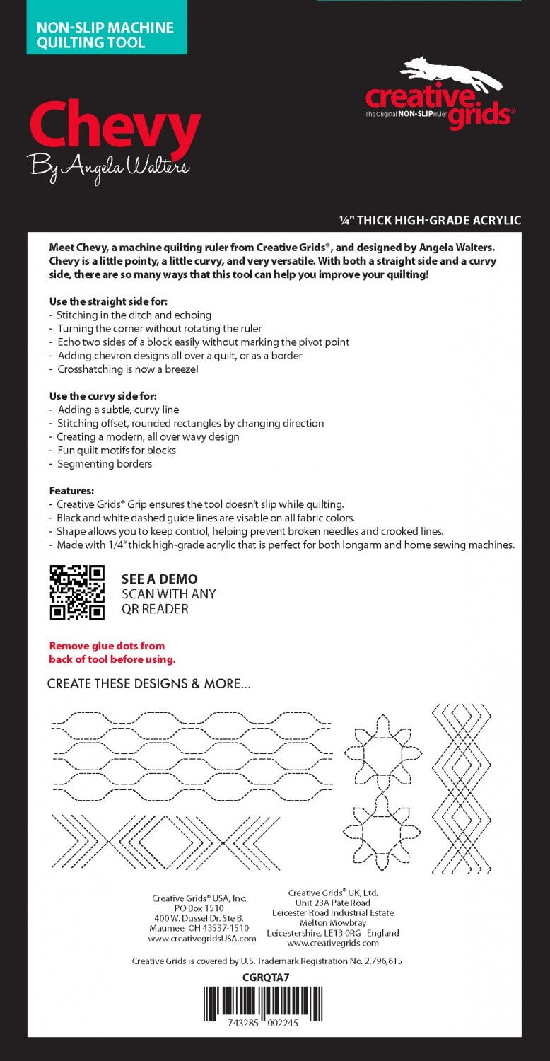 Creative Grids Chevy Machine Quilting Tool