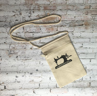 Canvas Crossbody Bag with Sewing Machine Silhouette
