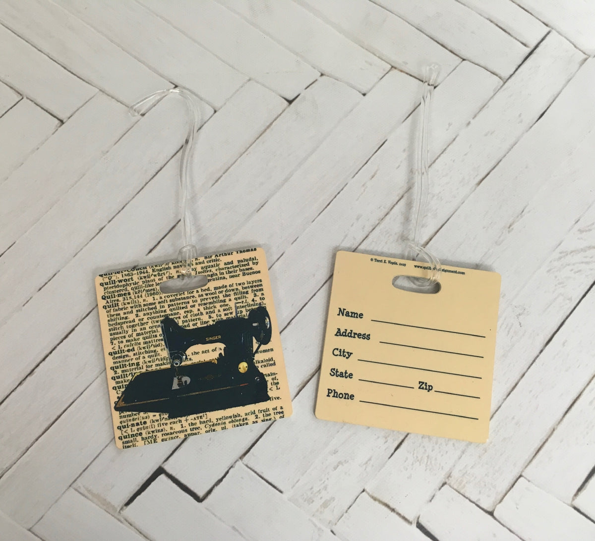 Singer Featherweight Luggage Tag (Square)
