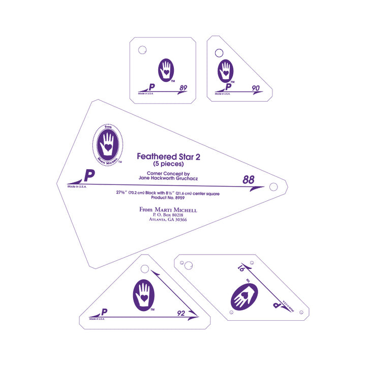 Marti Michell Perfect Patchwork Templates Set P - Feathered Star