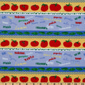 Clothworks Funky Kitchen Striped Vegetables Blue