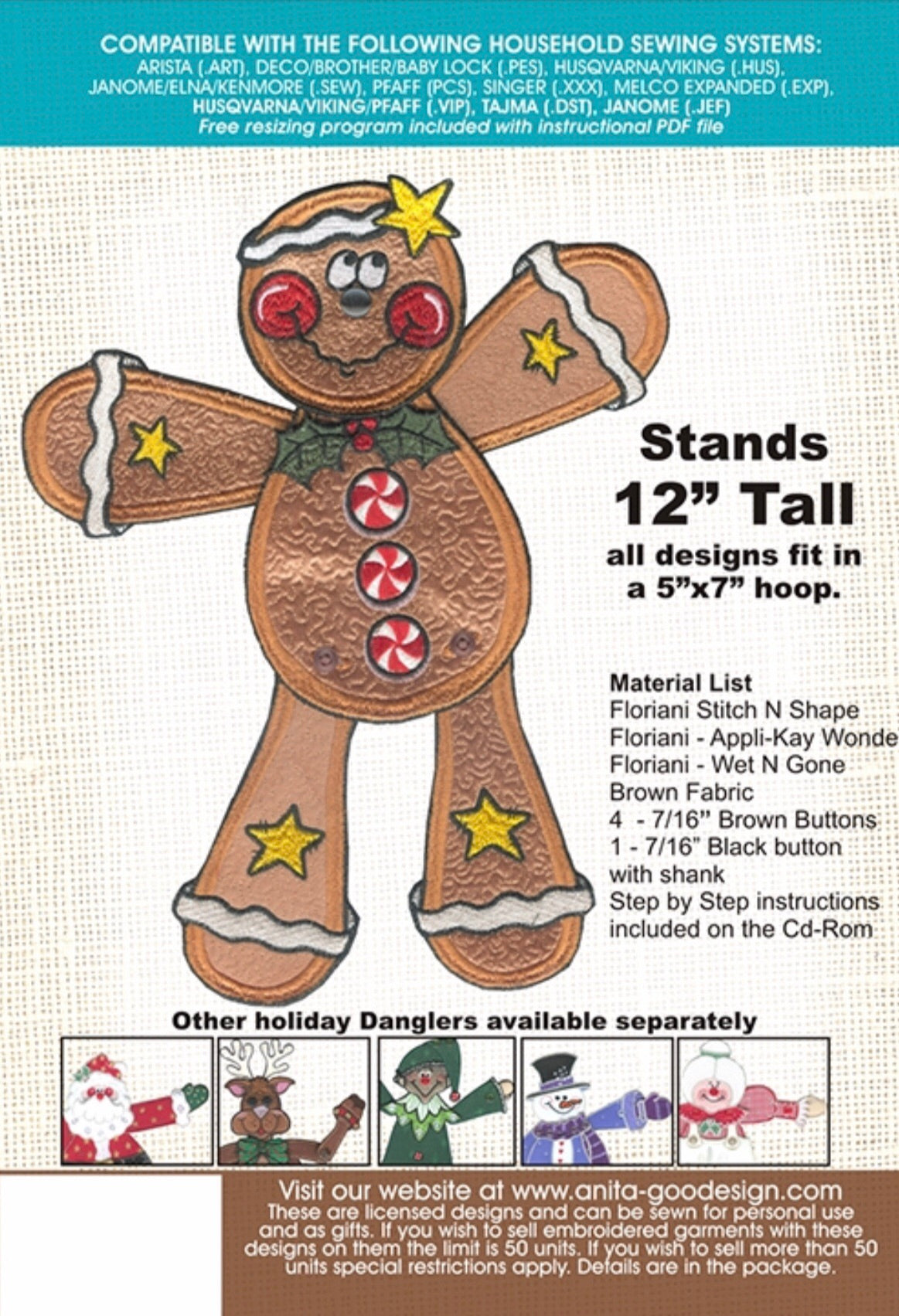 Anita Goodesign Gingerbread Man Dangler